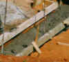 Foundation forms with steel reinforcing shows only the top form to finish foundation.  The depth of the forms significantly exceeds the US building code standards and was designed to minimize potential damage due to earthquakes.